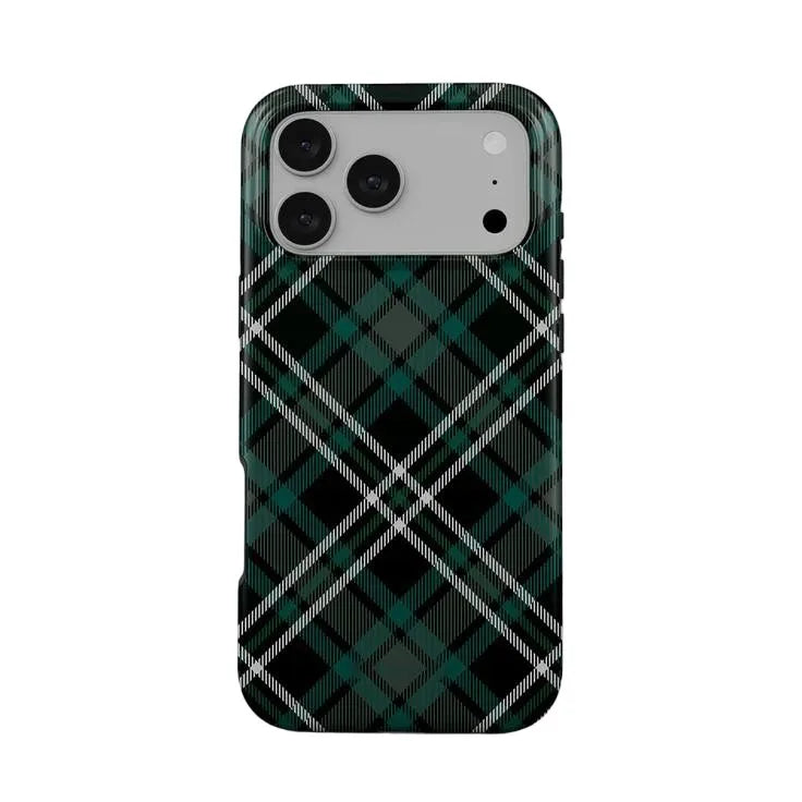 Green Black Plaid Double Layer iPhone Case