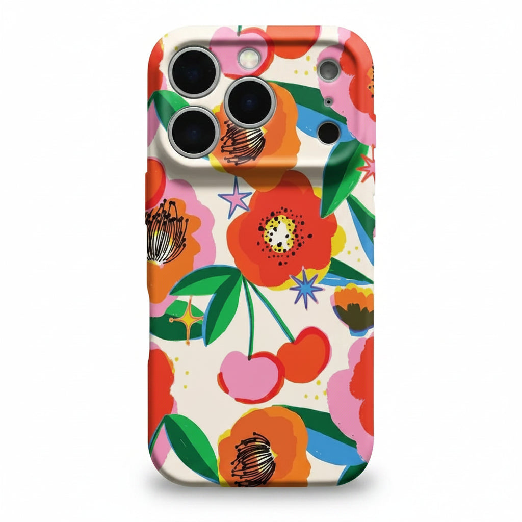 Funda protectora para iPhone con diseño de flores de colores