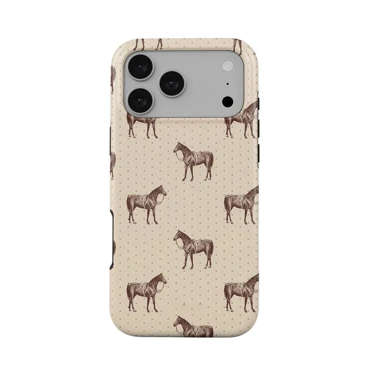 Beige Horse Pattern Double Layer iPhone Case