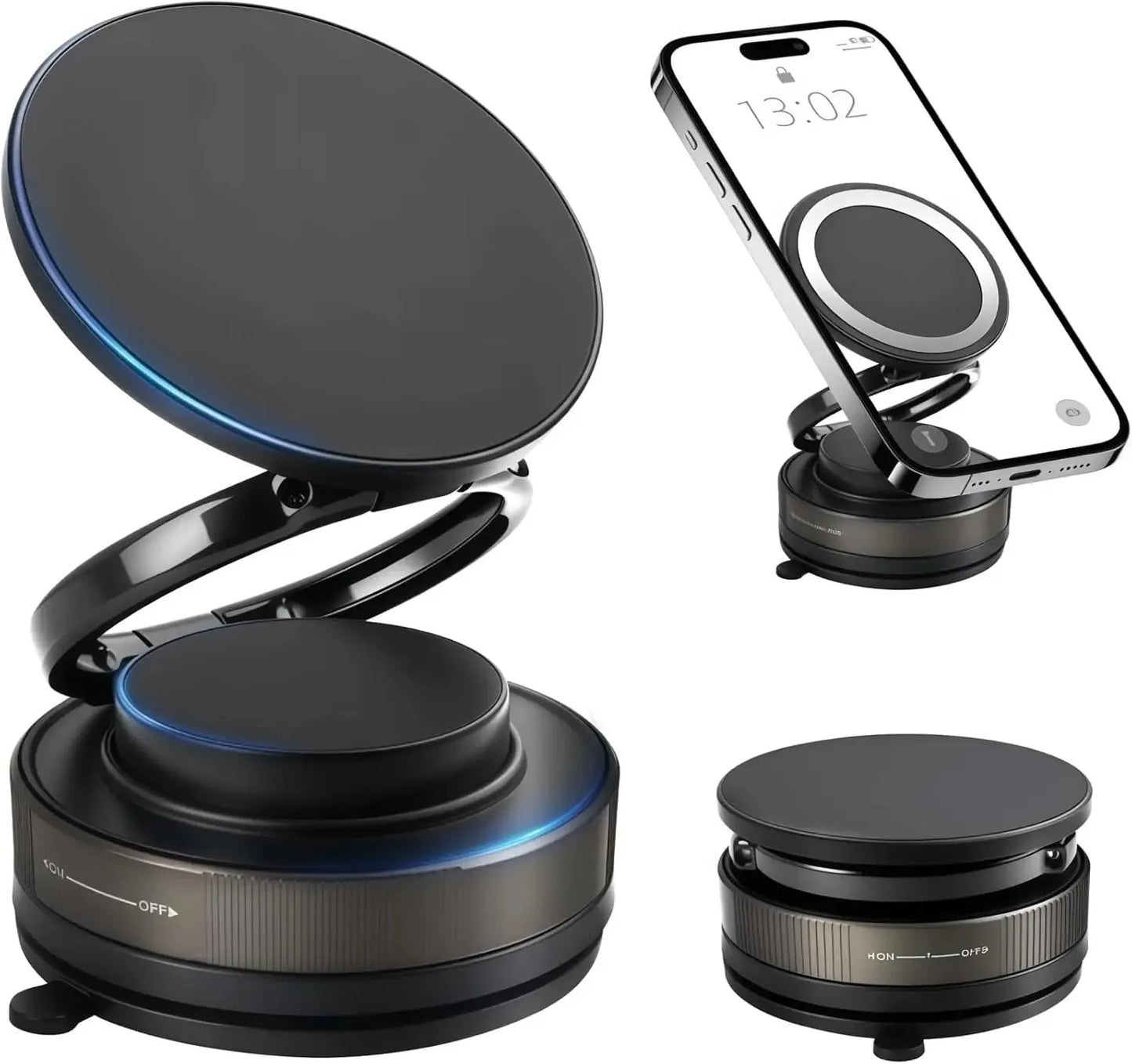 Magnetic Phone Holder 360° Rotatable Phone Holder | Foldable Design, Vacuum Suction Cup | Perfect for Car Dashboard