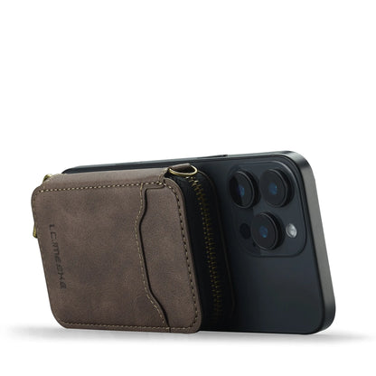 Magnetic Attraction Zipper Leather Card Slot Wallet for iPhone 17 Samsung Galaxy Google Xiaomi Phone MagSafe Magnetic Phone Bag