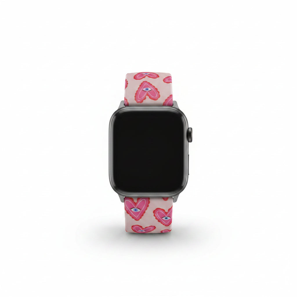 Pink Heart Eyes Apple Watch Band