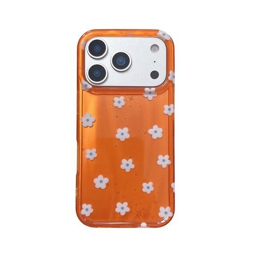 Funda antichoque de iPhone con diseño floral naranja