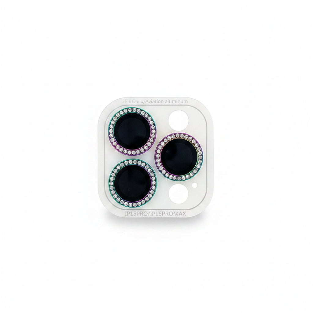 3-2Pcs Luxury Diamond Camera Protector For IPhone 17 16 15 14 13 Pro Max Plus Glitter Ring Lens Glass Back Lens Cap Shiny Cover