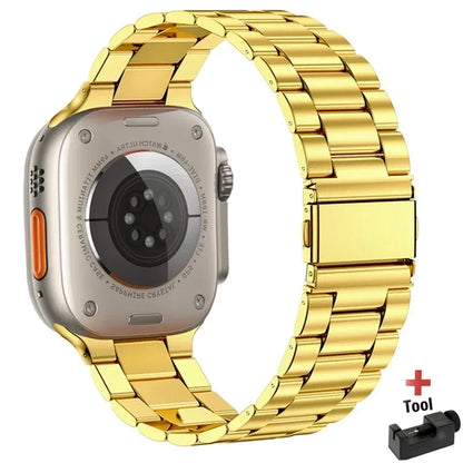 Stainless Steel Strap for Apple Watch band 44mm 45mm 38-42-40-41mm Metal link Bracelet iWatch series 10 8 7 6 5 4 3 se Ultra 49m