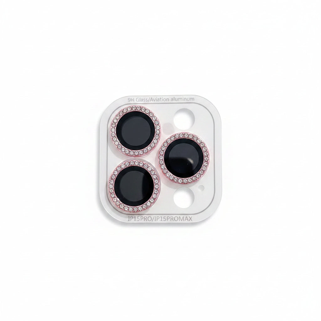 3-2Pcs Luxury Diamond Camera Protector For IPhone 17 16 15 14 13 Pro Max Plus Glitter Ring Lens Glass Back Lens Cap Shiny Cover