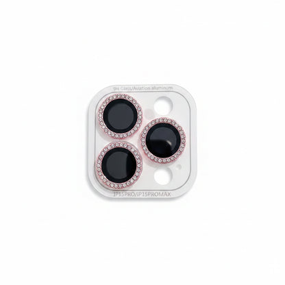 3-2Pcs Luxury Diamond Camera Protector For IPhone 17 16 15 14 13 Pro Max Plus Glitter Ring Lens Glass Back Lens Cap Shiny Cover