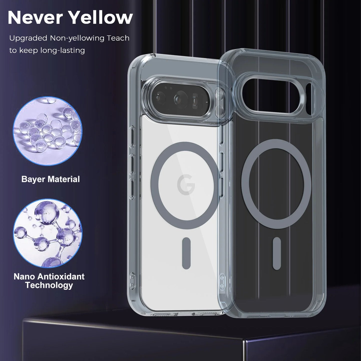 Funda Magnética Transparente de Lujo para Google Pixel
