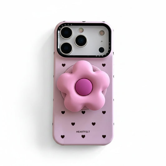 Black Heart Magnetic Stand iPhone Case