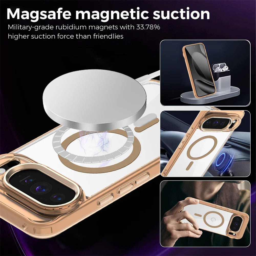 Funda Magnética Transparente de Lujo para Google Pixel