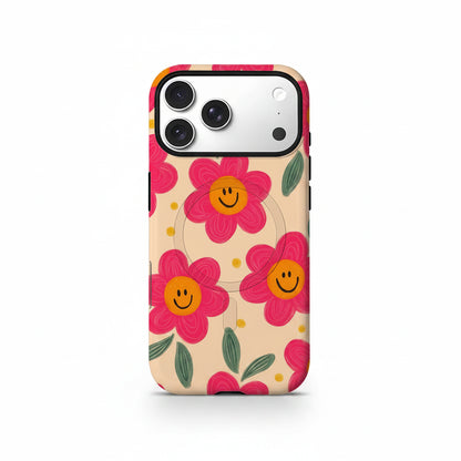 Smiley Pink Blooms MagSafe iPhone Case