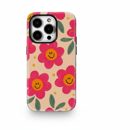 Smiley Pink Blooms MagSafe iPhone Case
