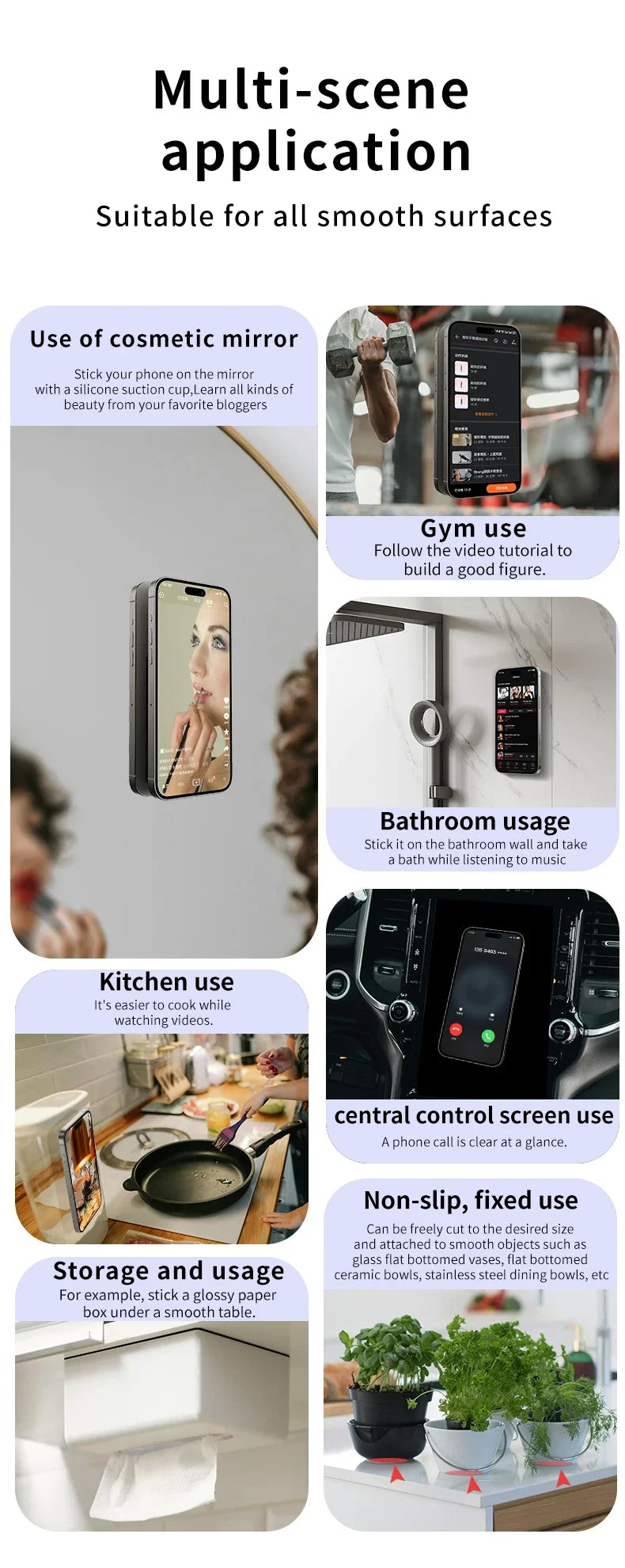 Double-Sided Silicone Suction Phone Pad