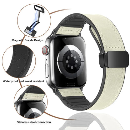 Leather Silicone Magnetic Band for Apple Watch