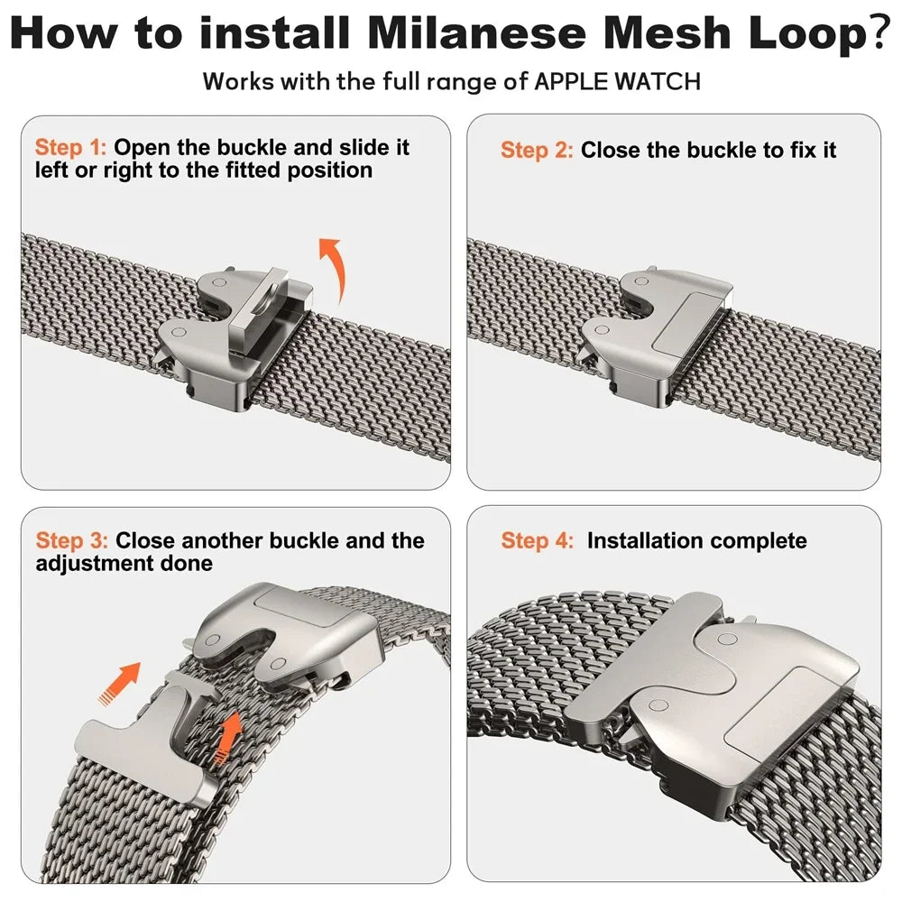 Titanium Milanese Loop Band for Apple Watch