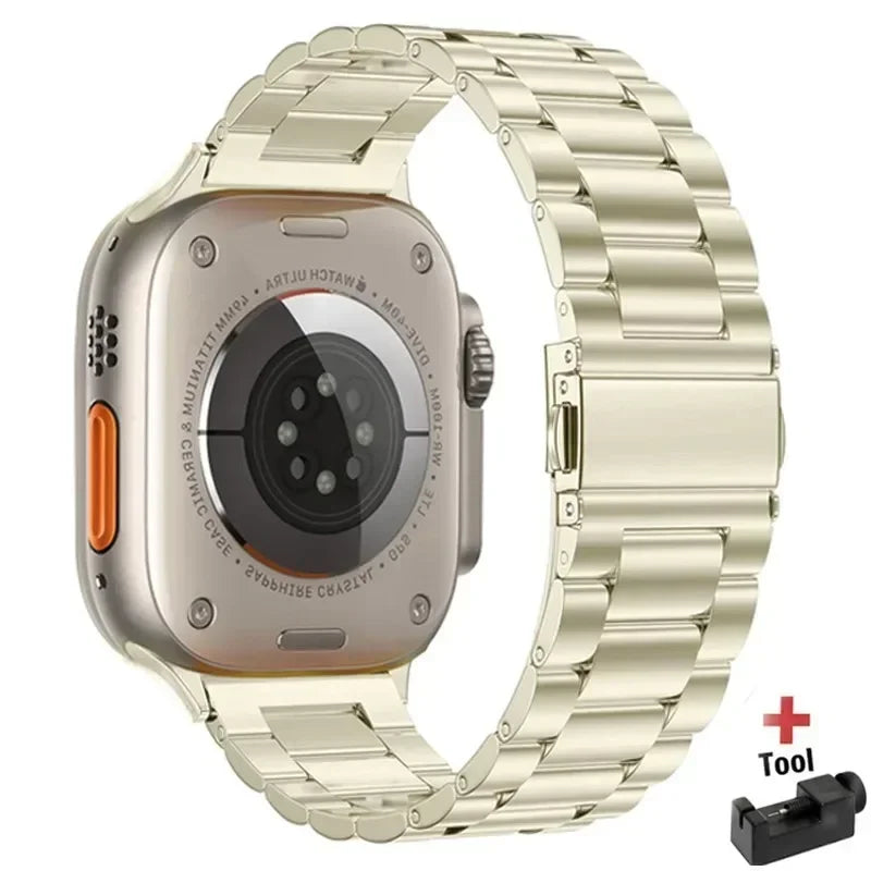 Stainless Steel Strap for Apple Watch band 44mm 45mm 38-42-40-41mm Metal link Bracelet iWatch series 10 8 7 6 5 4 3 se Ultra 49m