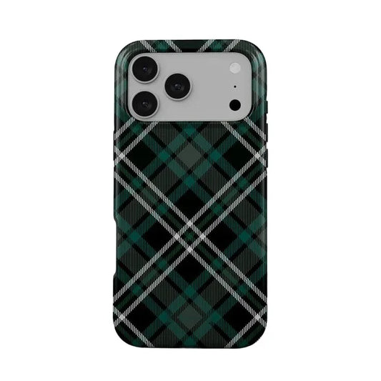 Green Black Plaid Double Layer iPhone Case