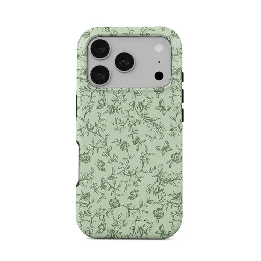 Pastel Green Floral Double Layer iPhone Case