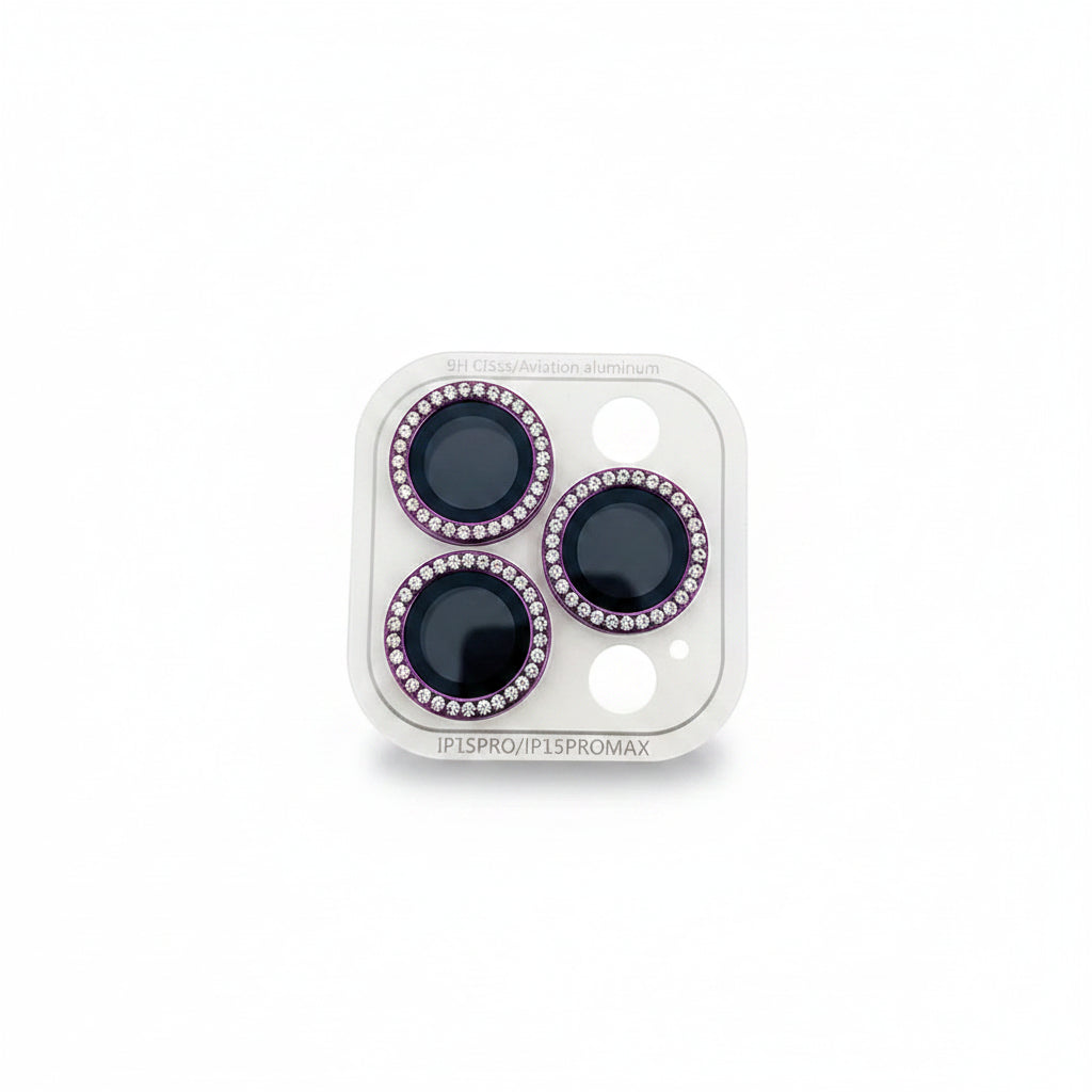 3-2Pcs Luxury Diamond Camera Protector For IPhone 17 16 15 14 13 Pro Max Plus Glitter Ring Lens Glass Back Lens Cap Shiny Cover