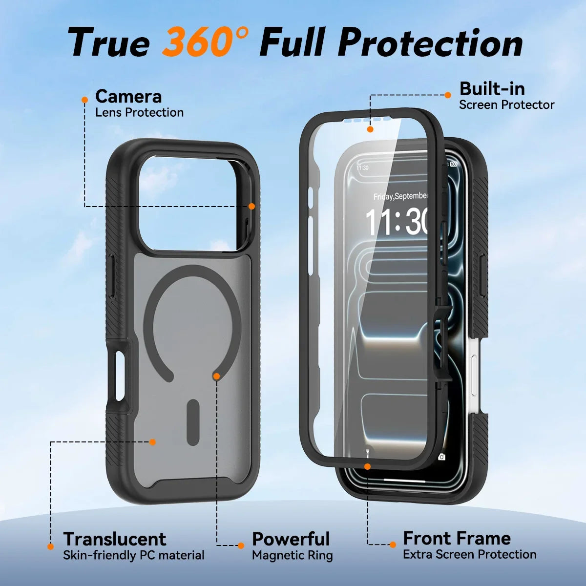 360 Full Body Matte MagSafe iPhone Case