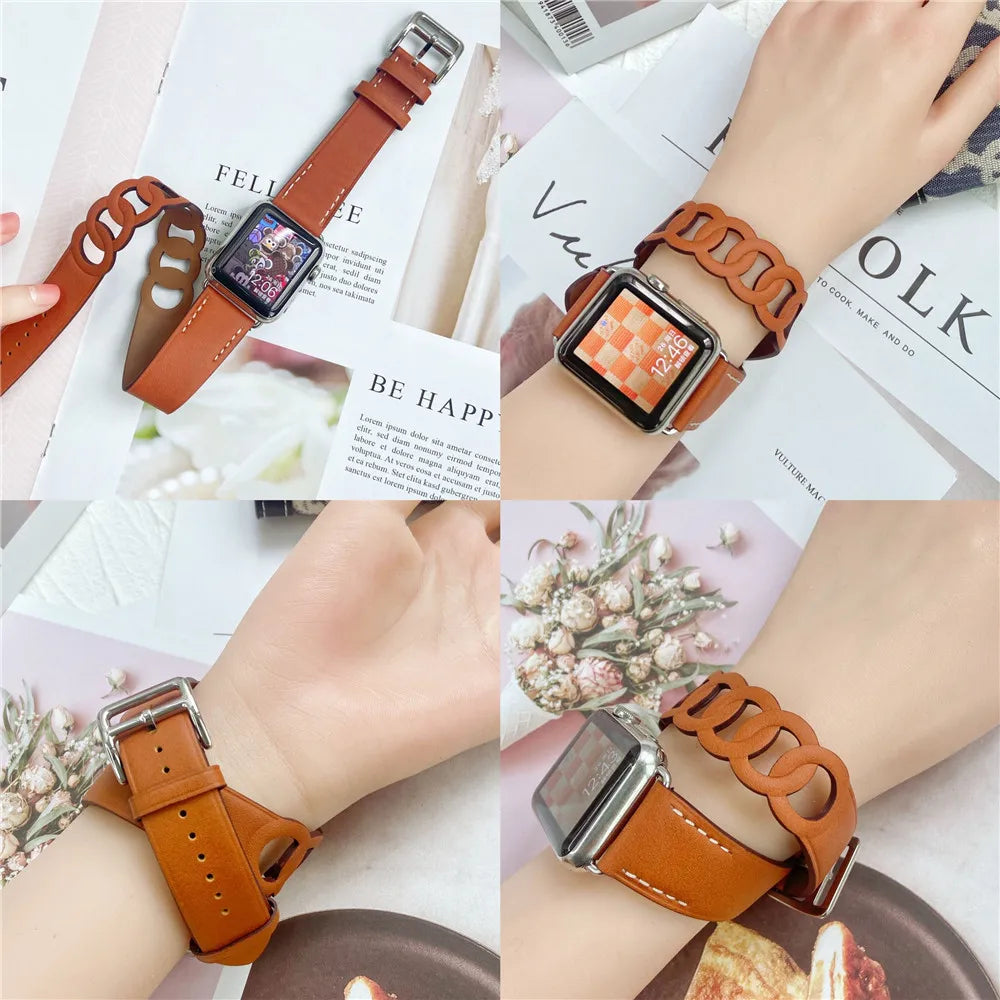 SwiftWrap | Double Tour Leather Band For Apple Watch
