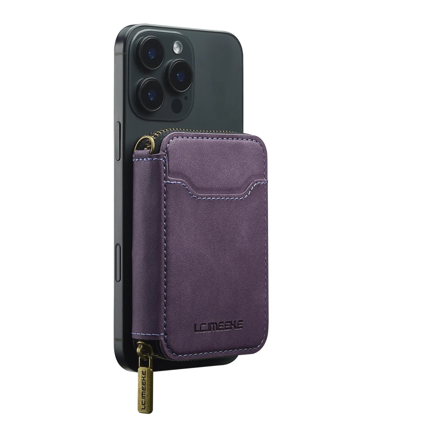 Magnetic Attraction Zipper Leather Card Slot Wallet for iPhone 17 Samsung Galaxy Google Xiaomi Phone MagSafe Magnetic Phone Bag