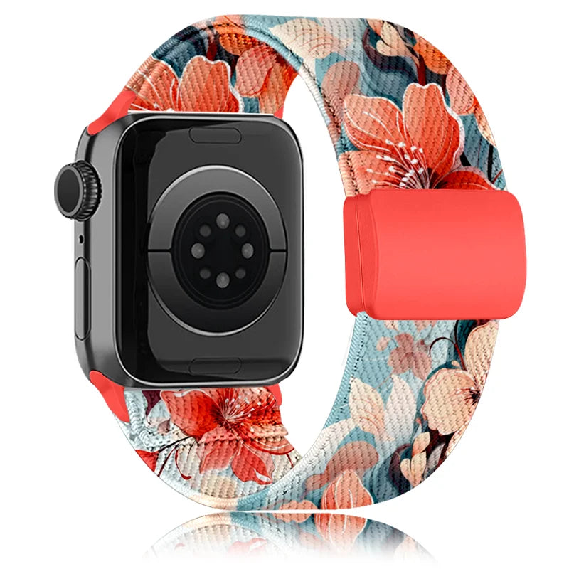 Stretchy Nylon Flower Apple Watch Band