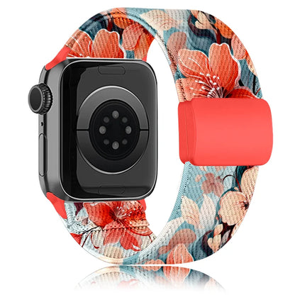 Stretchy Nylon Flower Apple Watch Band