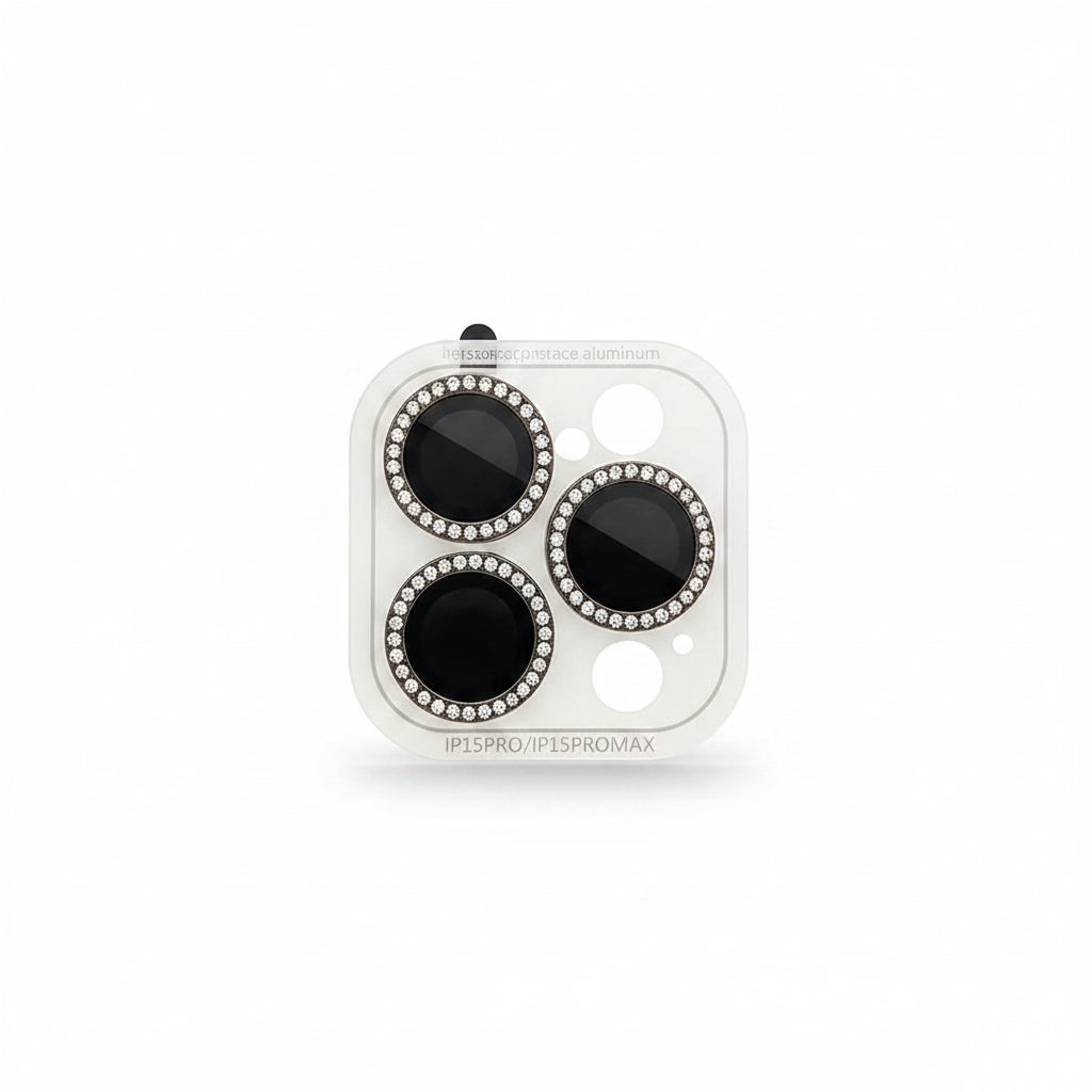3-2Pcs Luxury Diamond Camera Protector For IPhone 17 16 15 14 13 Pro Max Plus Glitter Ring Lens Glass Back Lens Cap Shiny Cover
