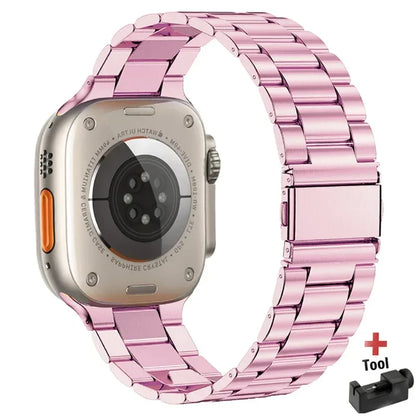Stainless Steel Strap for Apple Watch band 44mm 45mm 38-42-40-41mm Metal link Bracelet iWatch series 10 8 7 6 5 4 3 se Ultra 49m