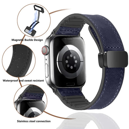 Leather Silicone Magnetic Band for Apple Watch