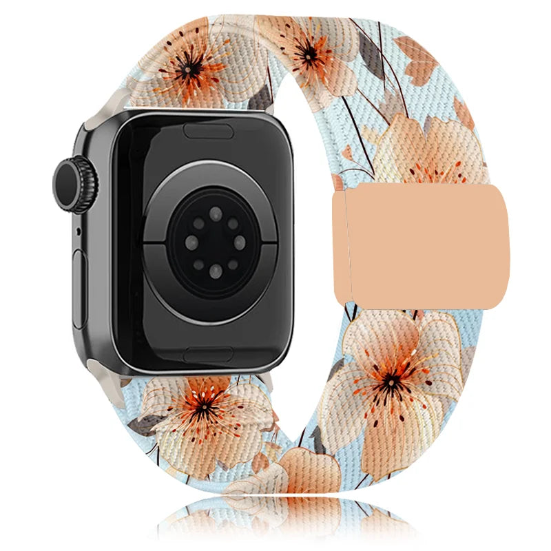 Stretchy Nylon Flower Apple Watch Band