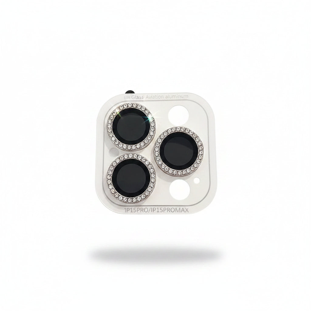 3-2Pcs Luxury Diamond Camera Protector For IPhone 17 16 15 14 13 Pro Max Plus Glitter Ring Lens Glass Back Lens Cap Shiny Cover