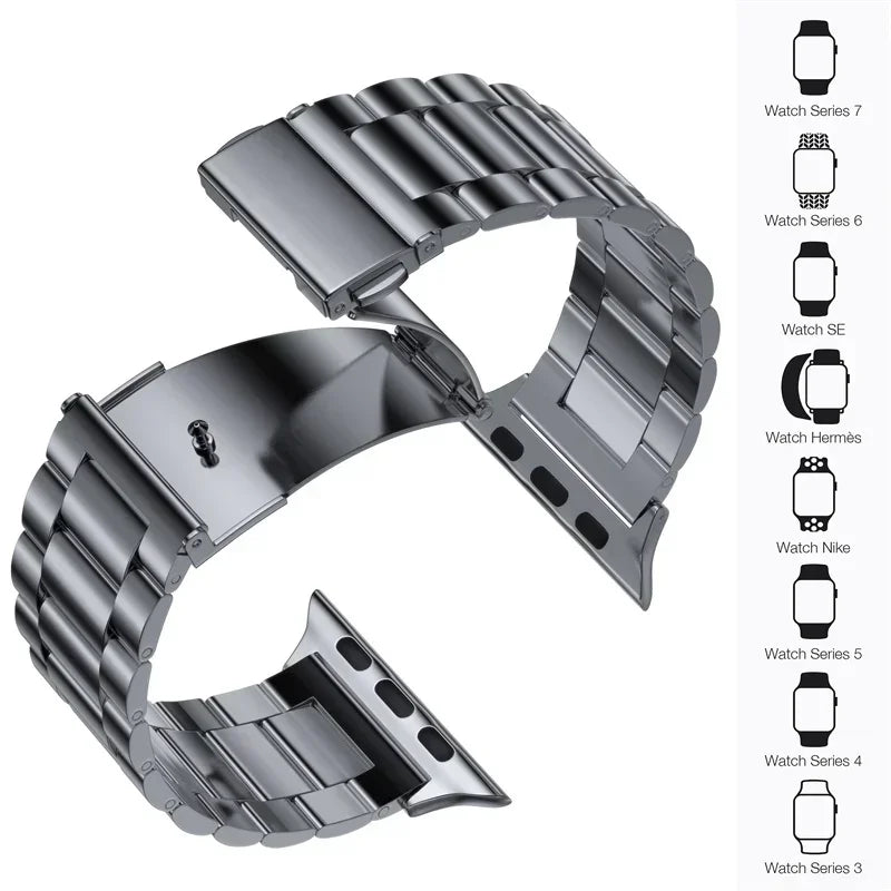 Stainless Steel Strap for Apple Watch band 44mm 45mm 38-42-40-41mm Metal link Bracelet iWatch series 10 8 7 6 5 4 3 se Ultra 49m