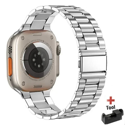 Stainless Steel Strap for Apple Watch band 44mm 45mm 38-42-40-41mm Metal link Bracelet iWatch series 10 8 7 6 5 4 3 se Ultra 49m