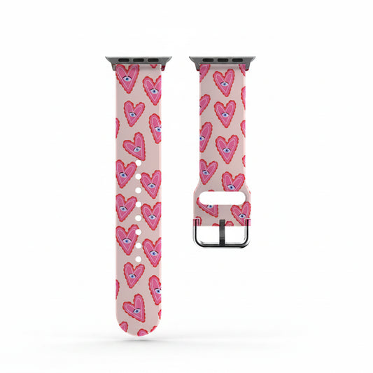 Pink Heart Eyes Apple Watch Band
