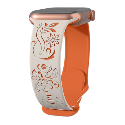 Correa de reloj Apple de silicona grabada con flores