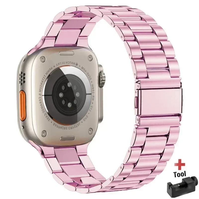 Stainless Steel Strap for Apple Watch band 44mm 45mm 38-42-40-41mm Metal link Bracelet iWatch series 10 8 7 6 5 4 3 se Ultra 49m