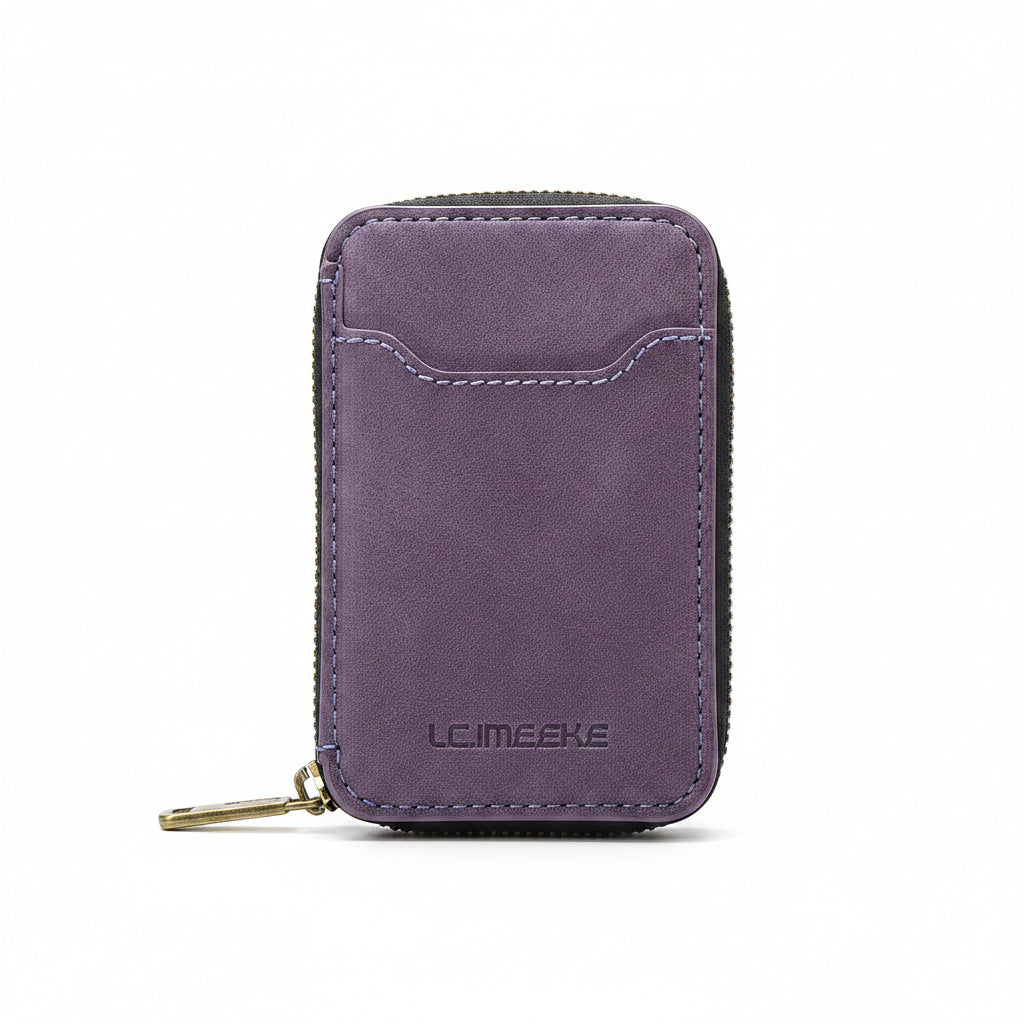 Magnetic Attraction Zipper Leather Card Slot Wallet for iPhone 17 Samsung Galaxy Google Xiaomi Phone MagSafe Magnetic Phone Bag