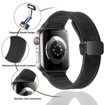 Leather Silicone Magnetic Band for Apple Watch