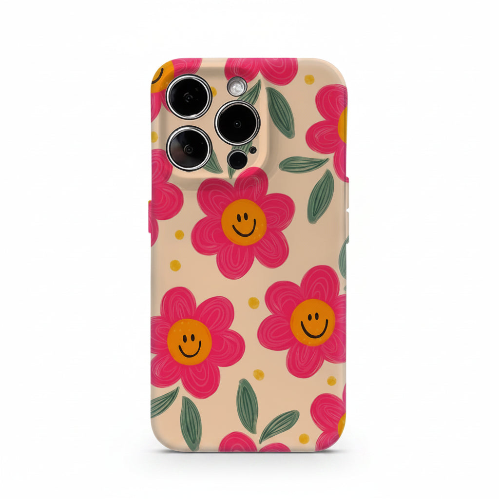 Smiley Pink Blooms MagSafe iPhone Case