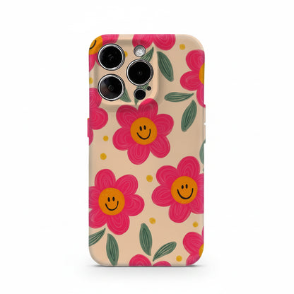 Smiley Pink Blooms MagSafe iPhone Case