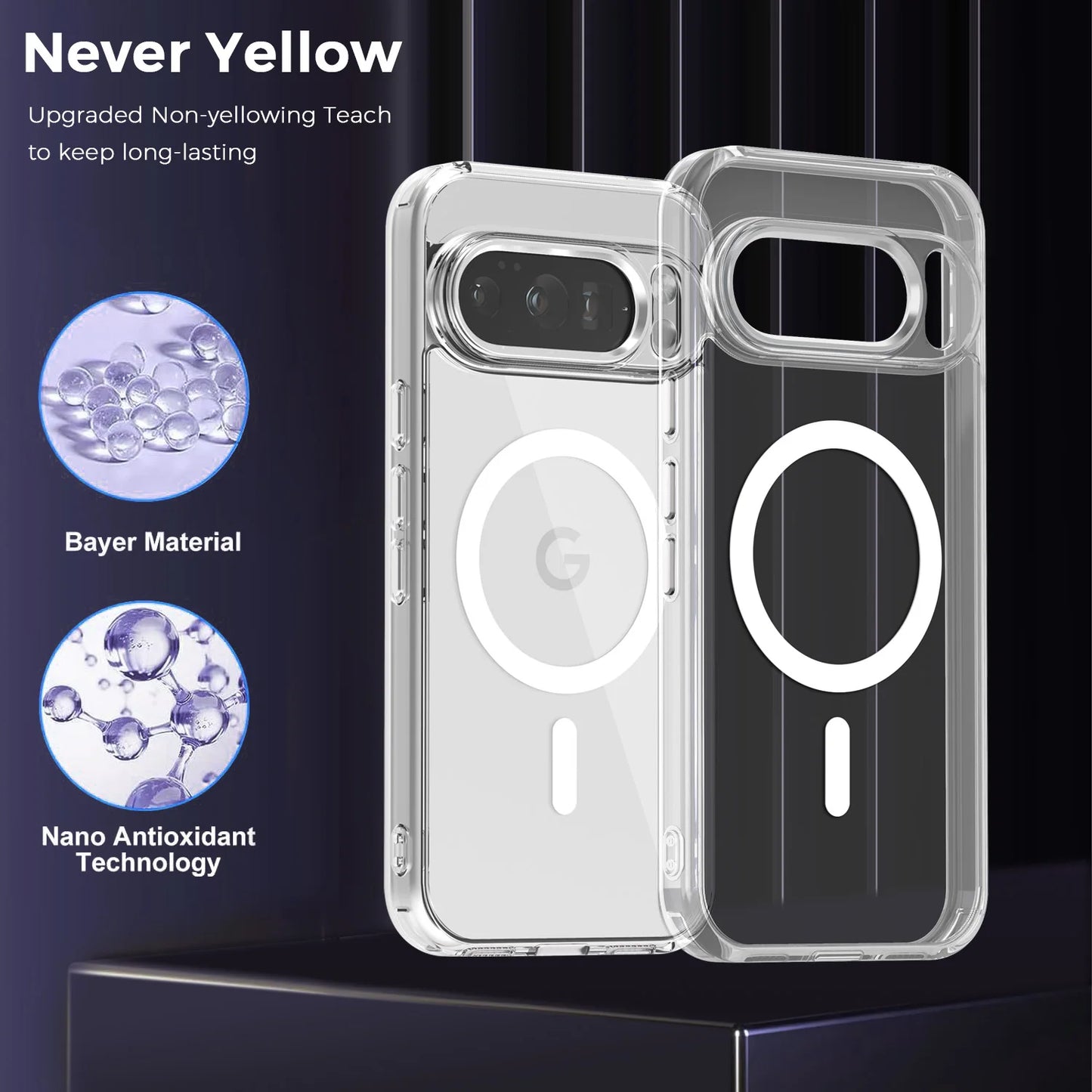 Funda Magnética Transparente de Lujo para Google Pixel
