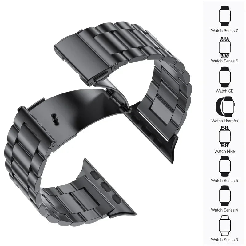 Stainless Steel Strap for Apple Watch band 44mm 45mm 38-42-40-41mm Metal link Bracelet iWatch series 10 8 7 6 5 4 3 se Ultra 49m