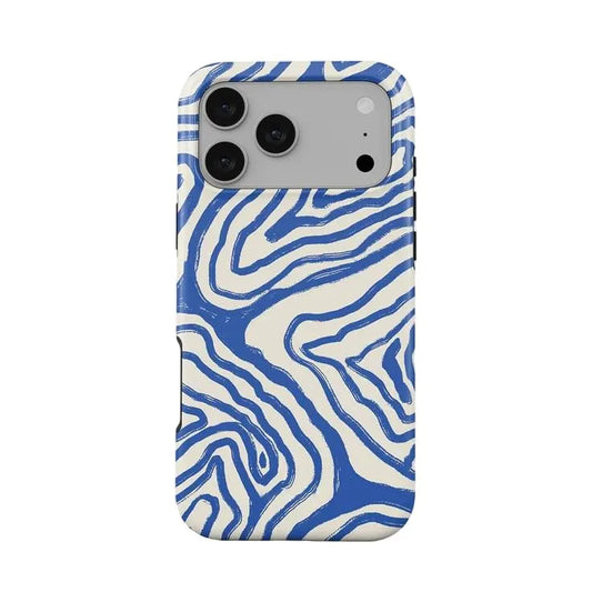 Blue White Abstract Double Layer iPhone Case