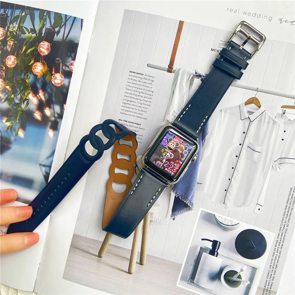 SwiftWrap | Double Tour Leather Band For Apple Watch