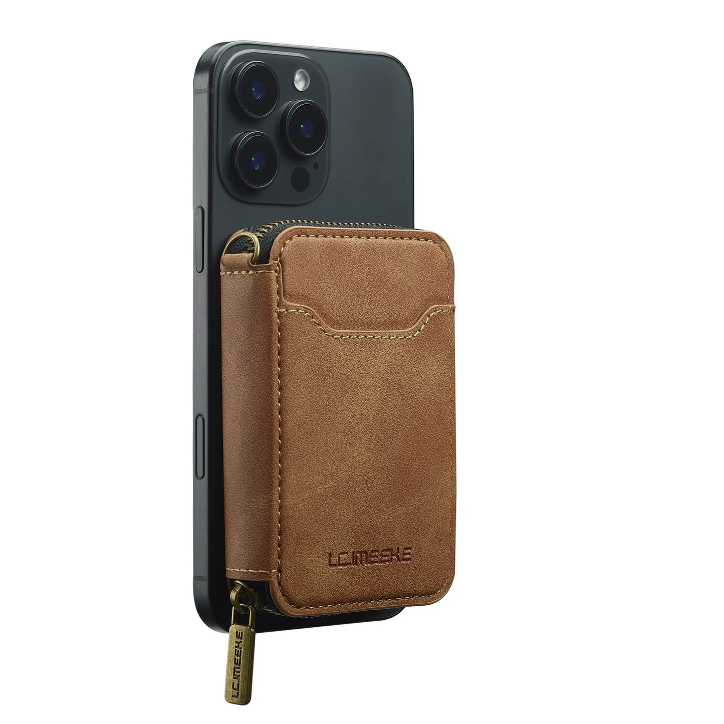 Magnetic Attraction Zipper Leather Card Slot Wallet for iPhone 17 Samsung Galaxy Google Xiaomi Phone MagSafe Magnetic Phone Bag