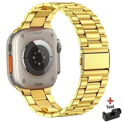 Stainless Steel Strap for Apple Watch band 44mm 45mm 38-42-40-41mm Metal link Bracelet iWatch series 10 8 7 6 5 4 3 se Ultra 49m