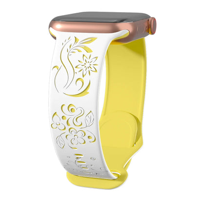 Correa de reloj Apple de silicona grabada con flores