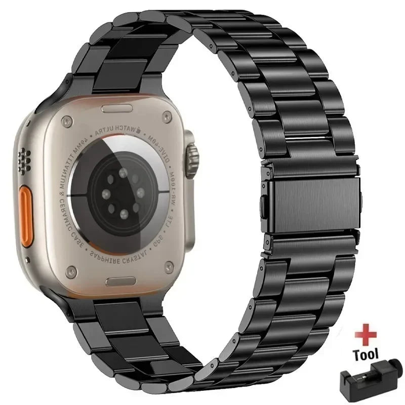 Stainless Steel Strap for Apple Watch band 44mm 45mm 38-42-40-41mm Metal link Bracelet iWatch series 10 8 7 6 5 4 3 se Ultra 49m